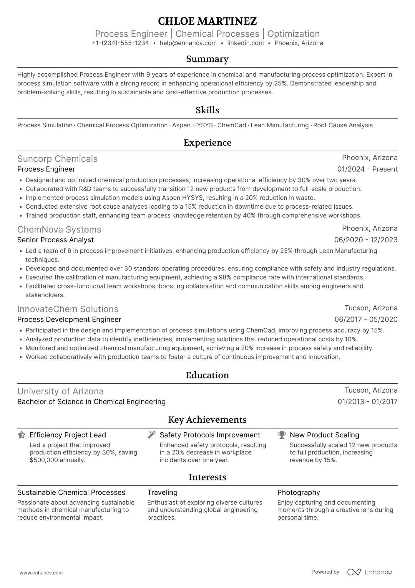 Process Engineer resume example