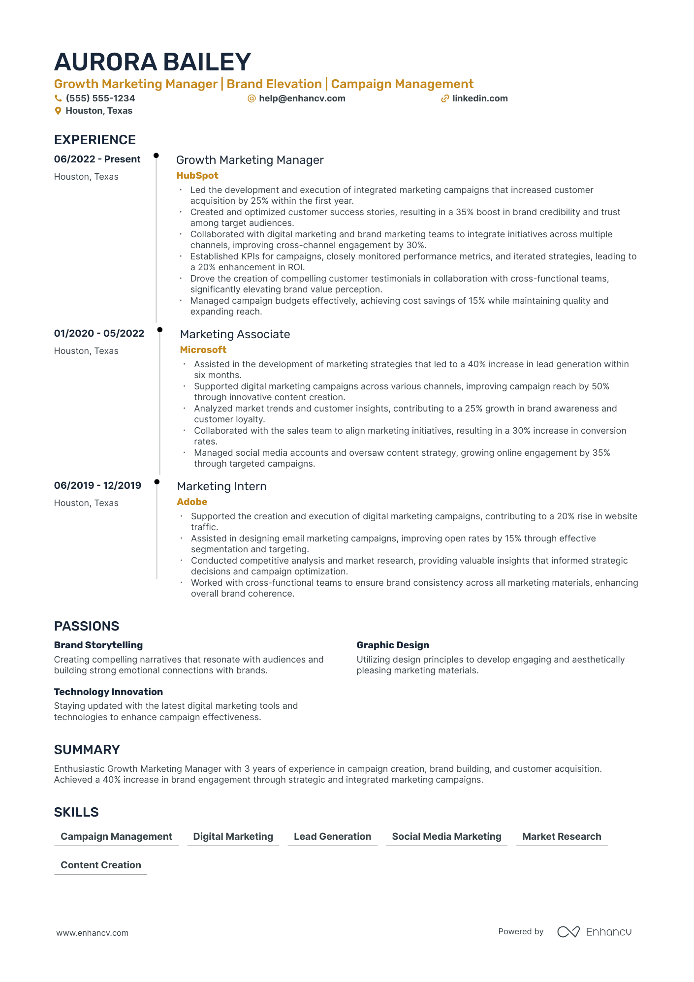 Growth Manager resume example