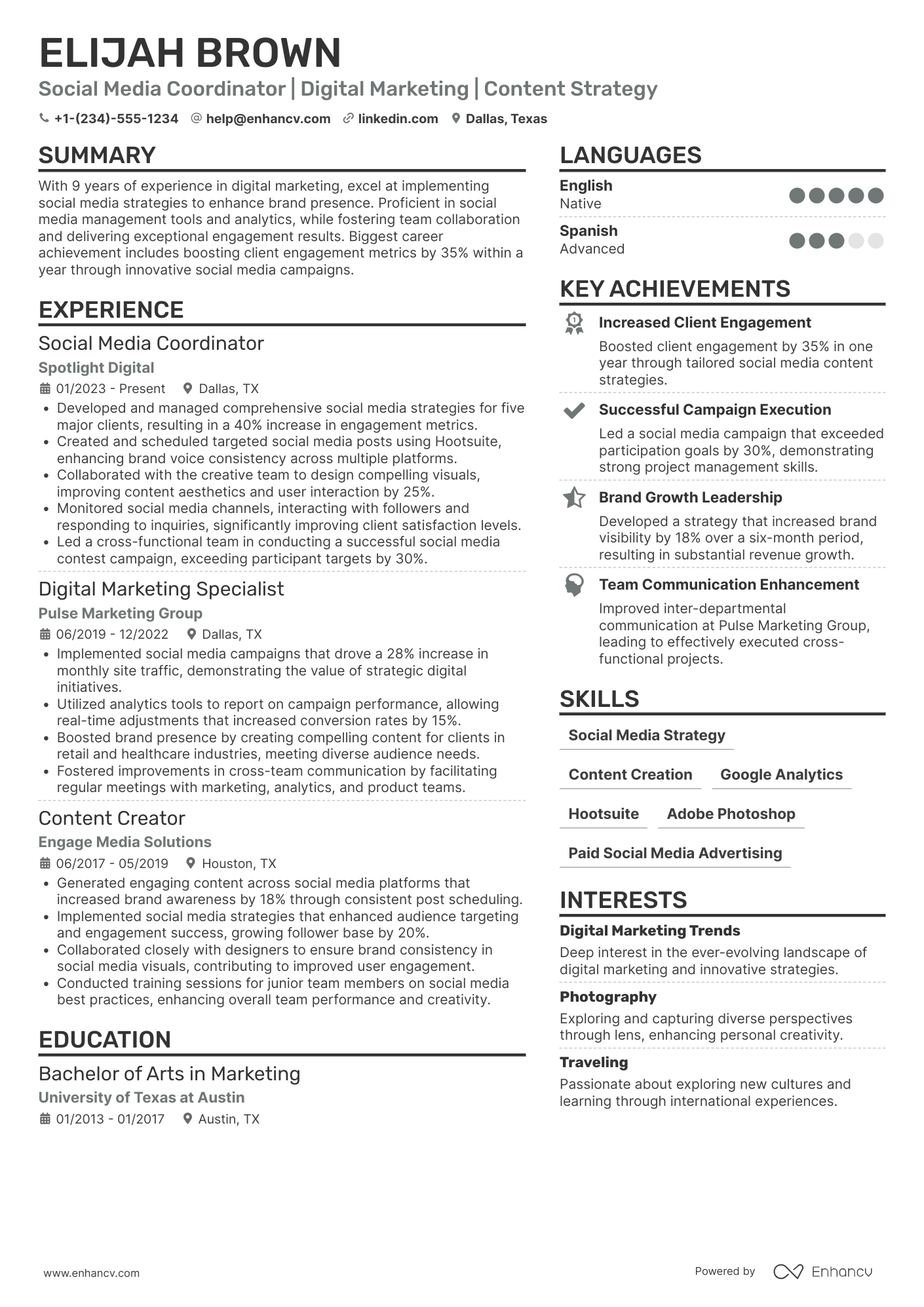 Social Media Coordinator resume example