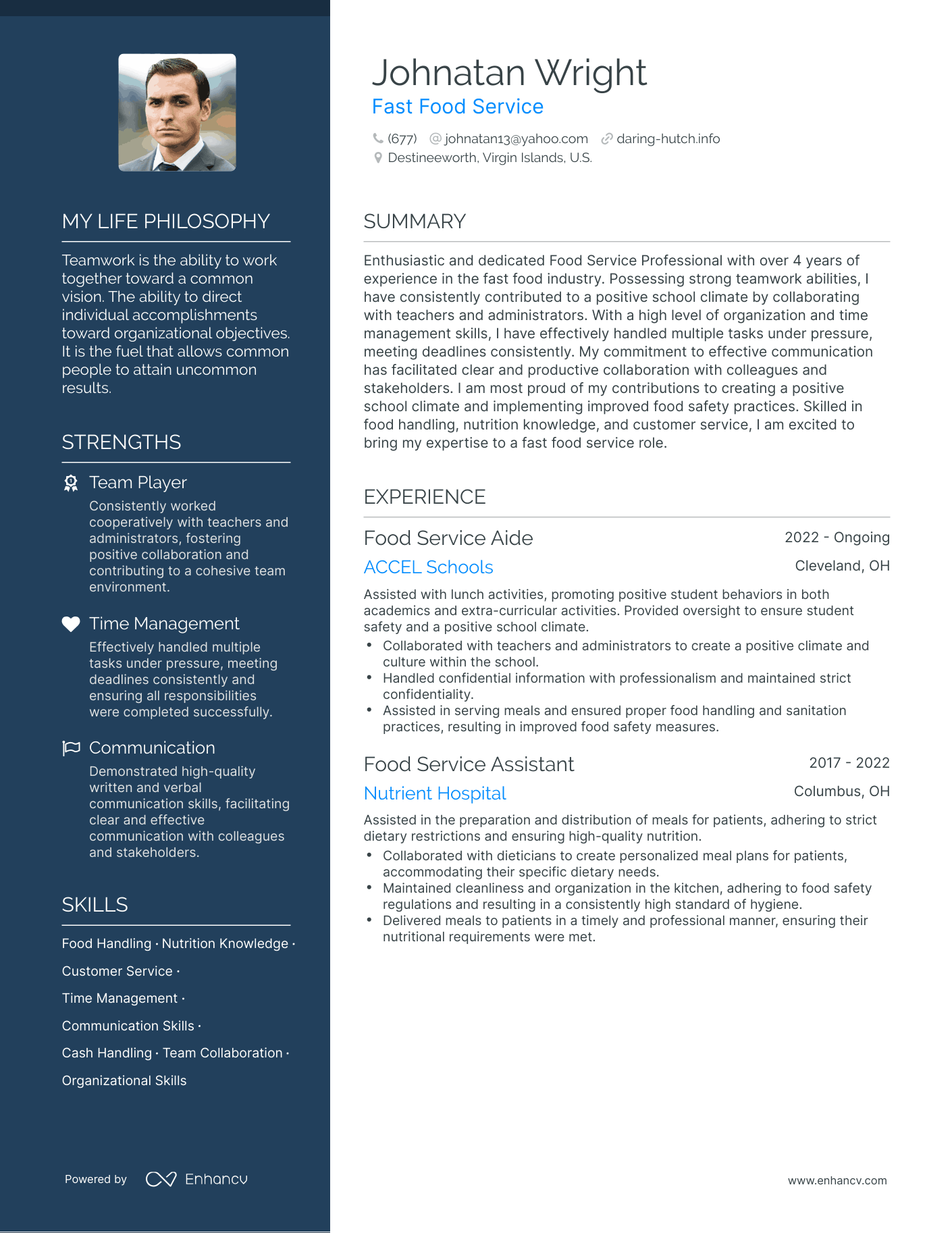 Creative Fast Food Service Resume Example