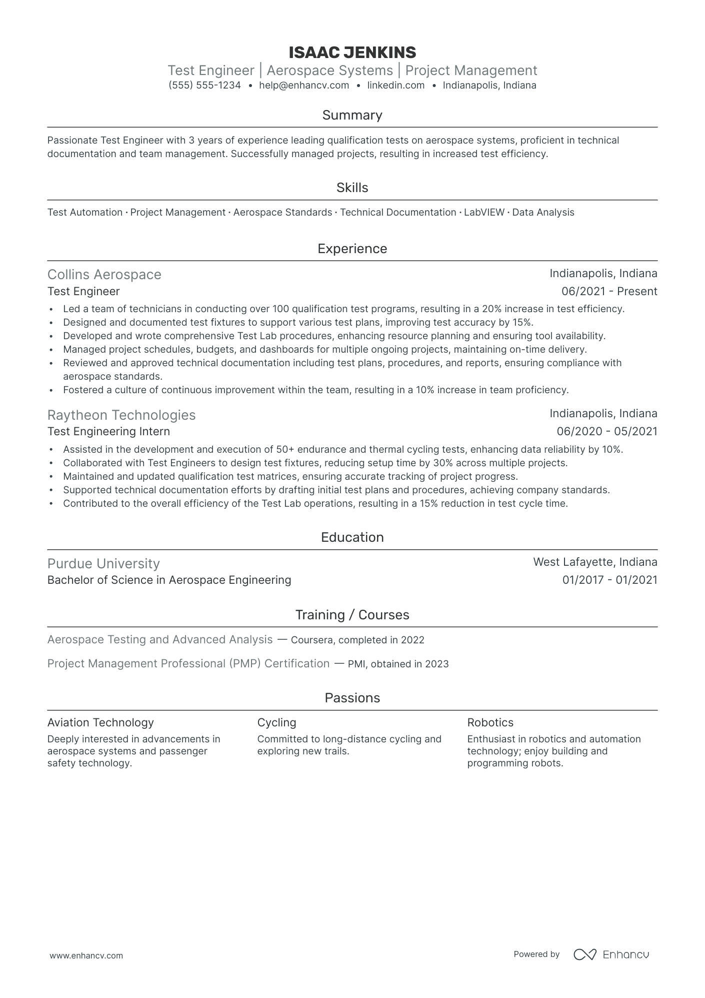 Aerospace Engineering Manager resume example