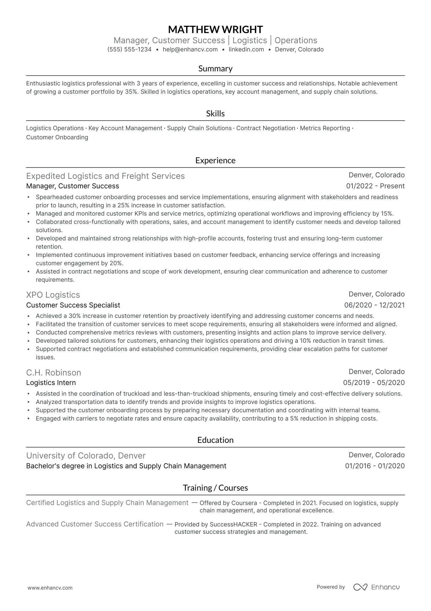 B2B Customer Success Manager resume example