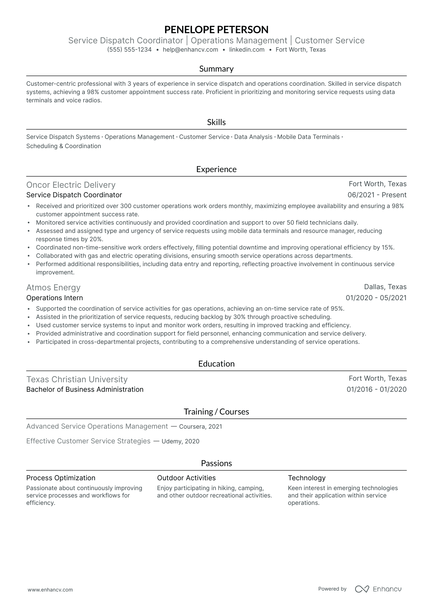 Dispatcher resume example