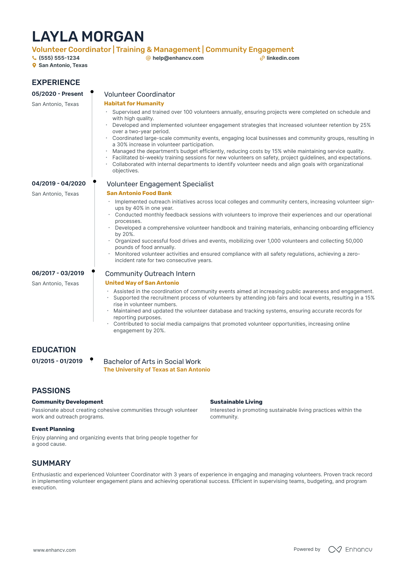 Senior Volunteer Supervisor resume example