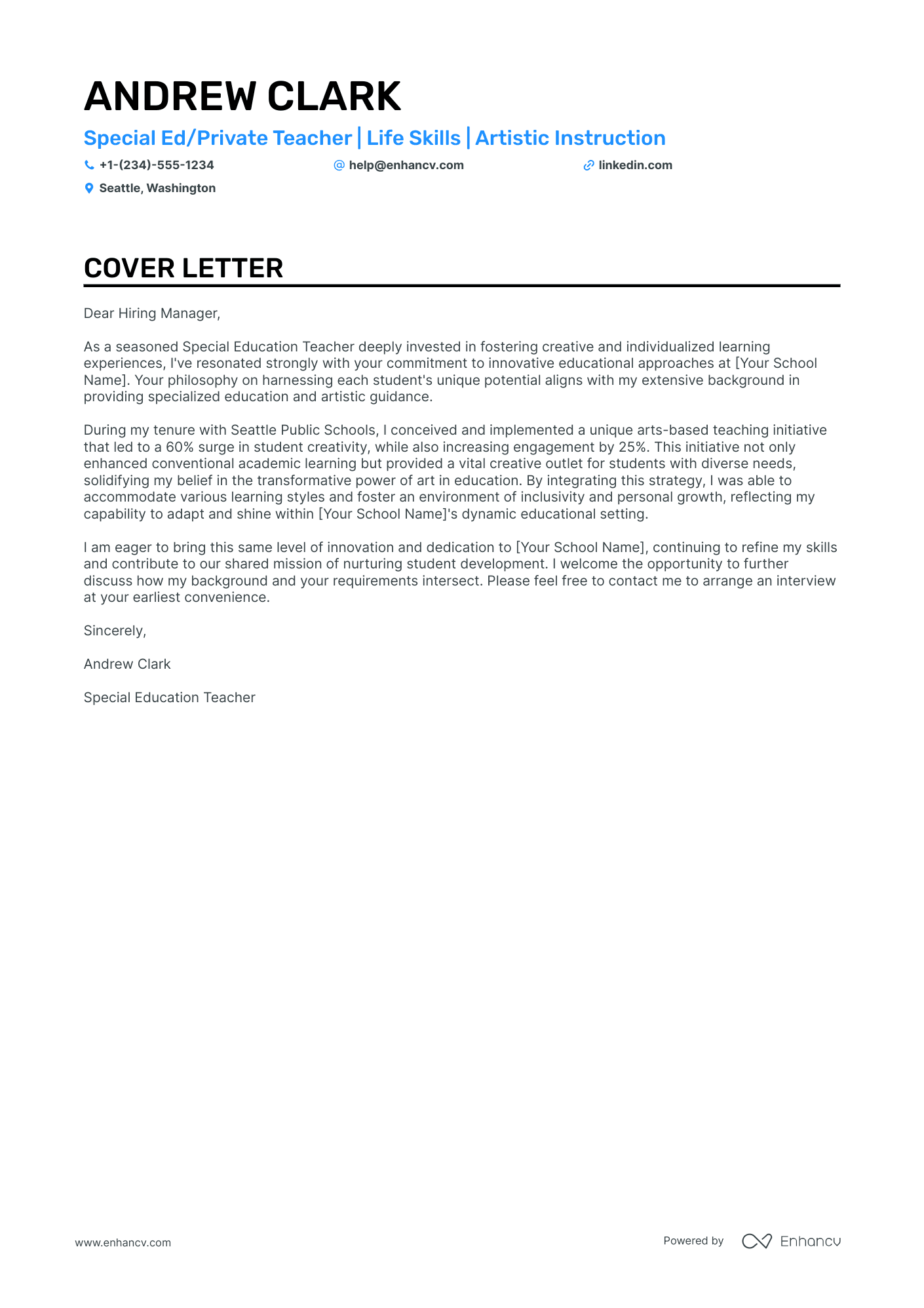 Private Tutor cover letter