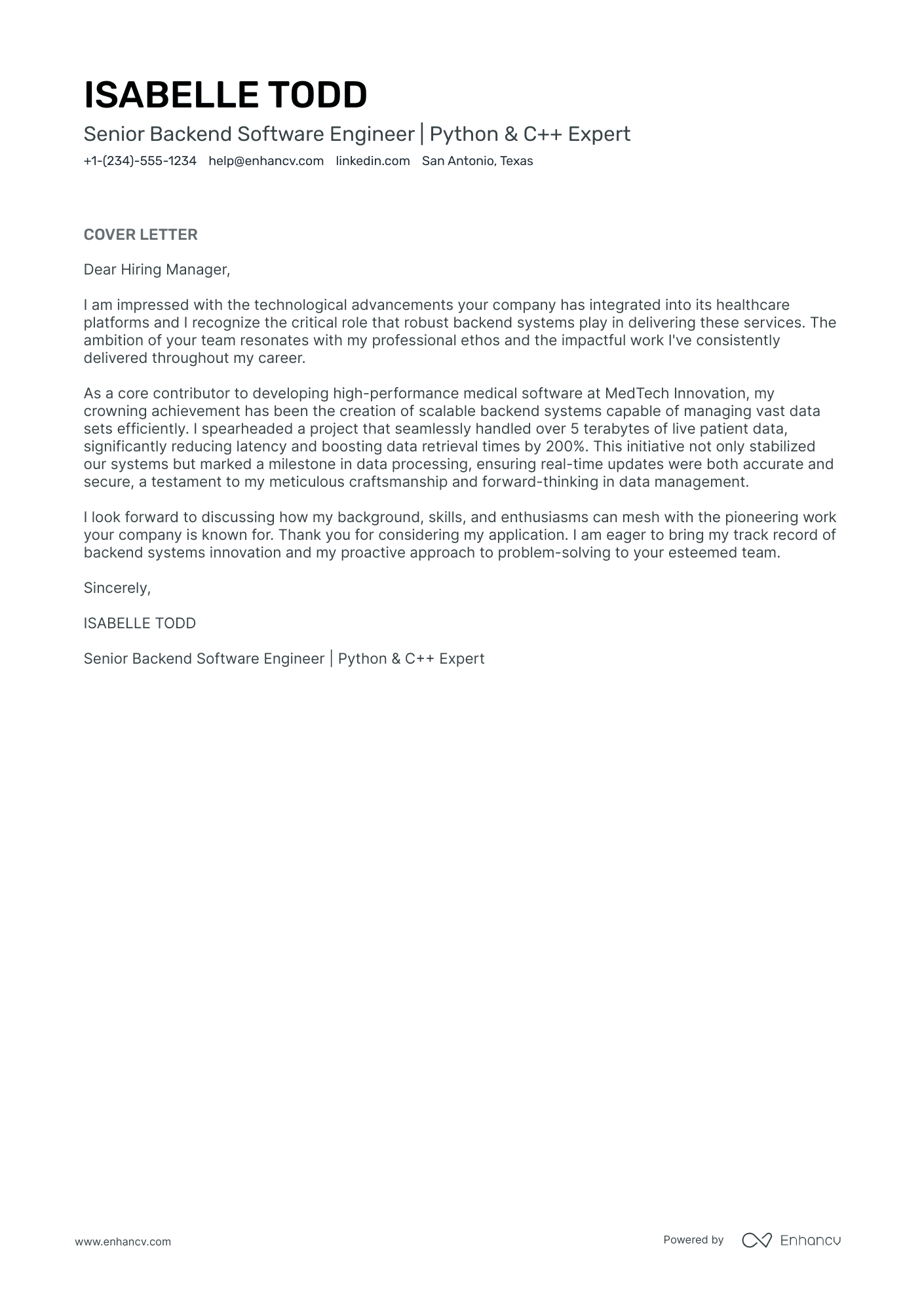 Cybersecurity Engineer cover letter