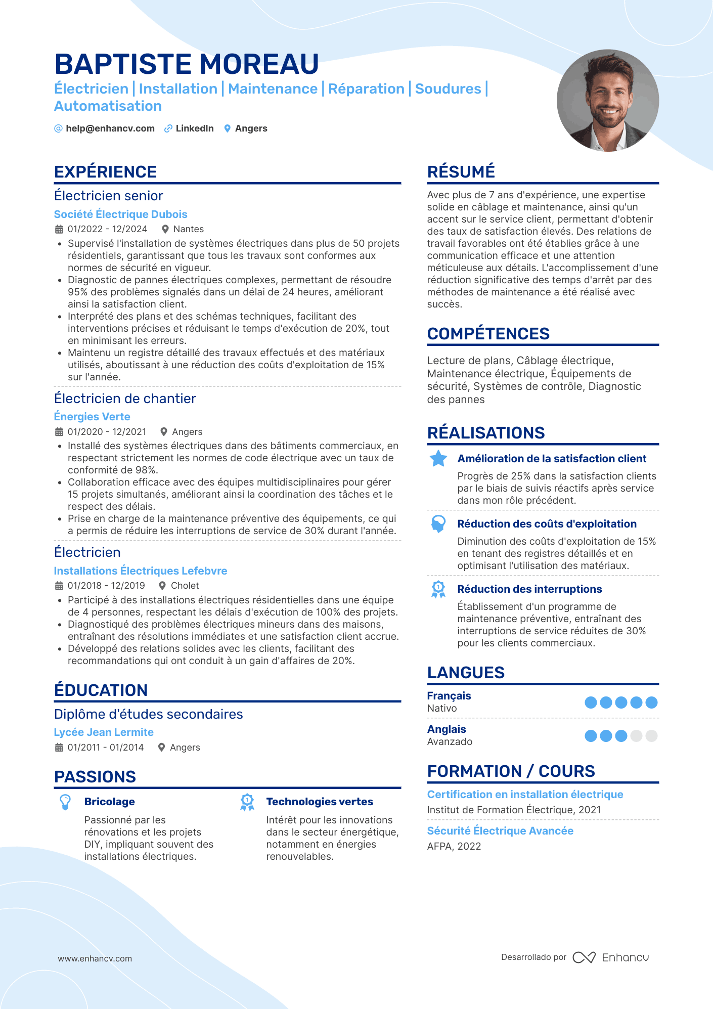electricien CV