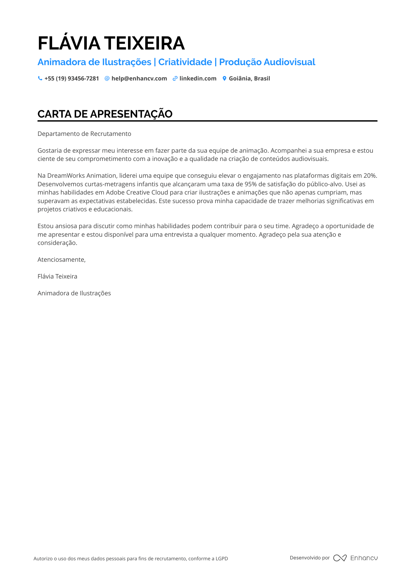Ilustrador Carta de apresentação