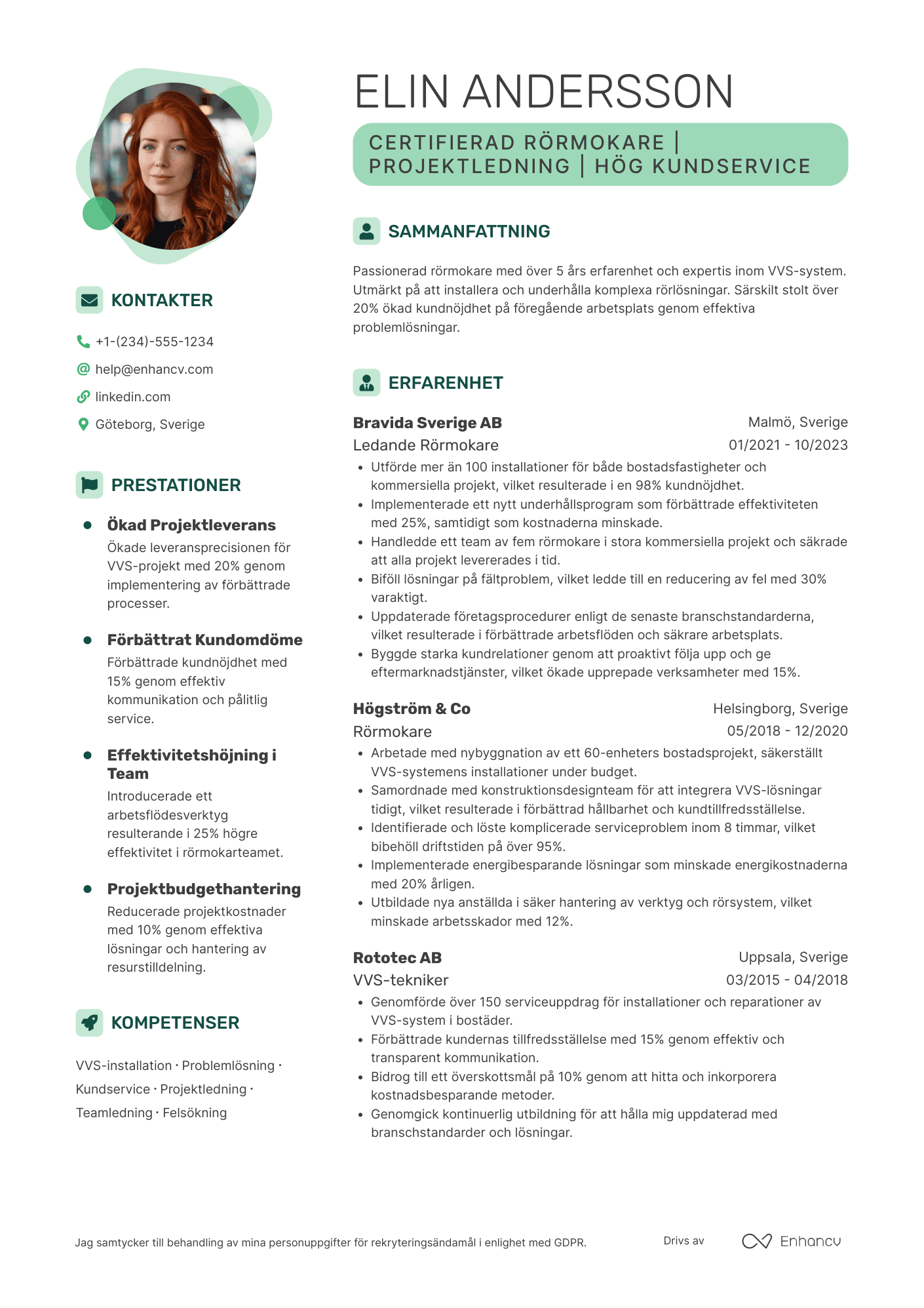 Rörmokare CV