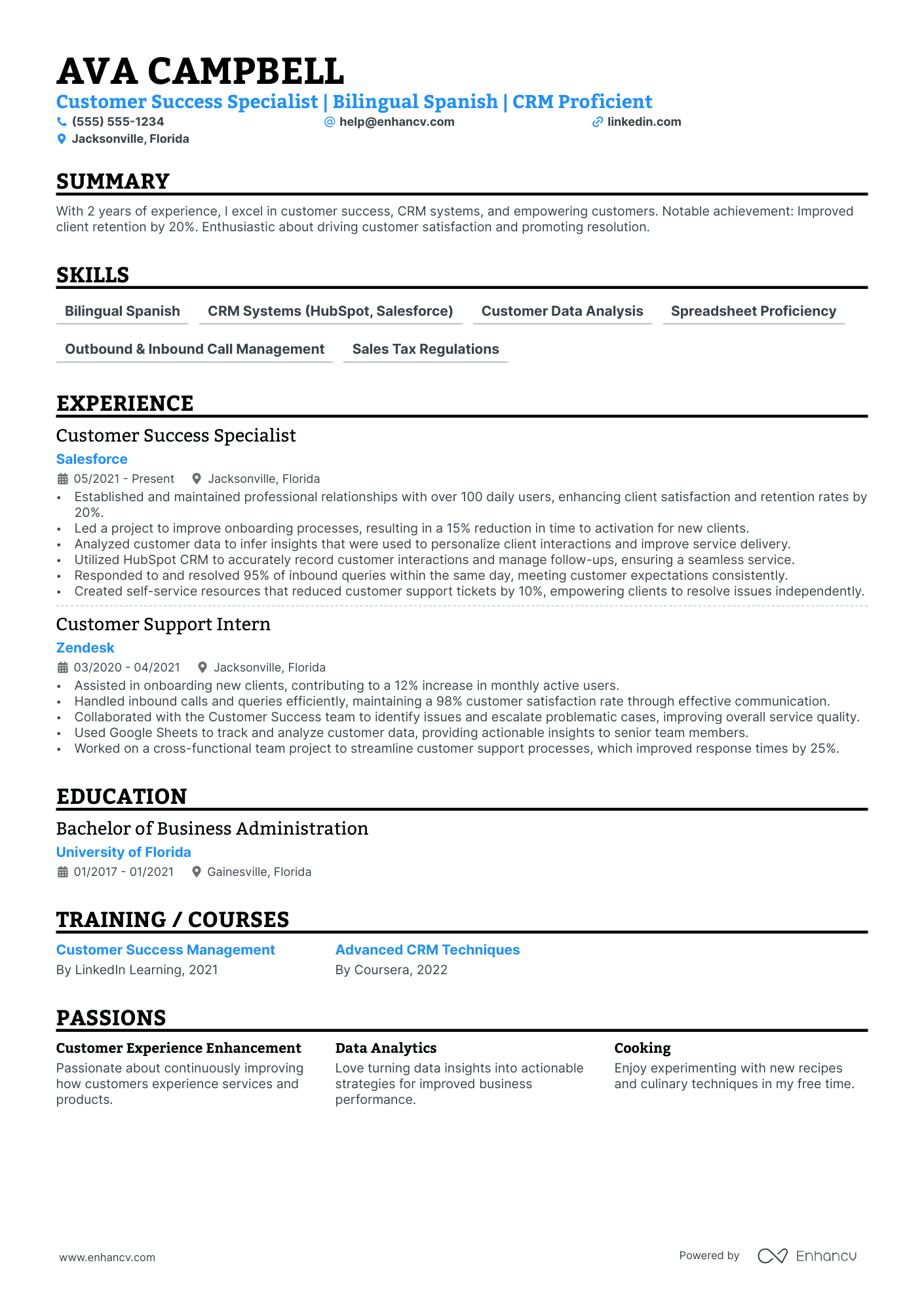 Customer Relationship Management Specialist resume example