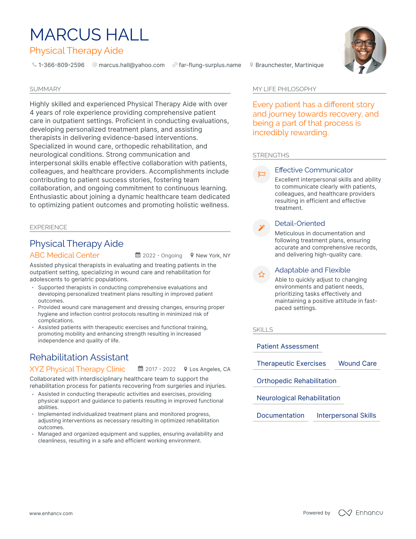 Physical Therapy Aide resume example