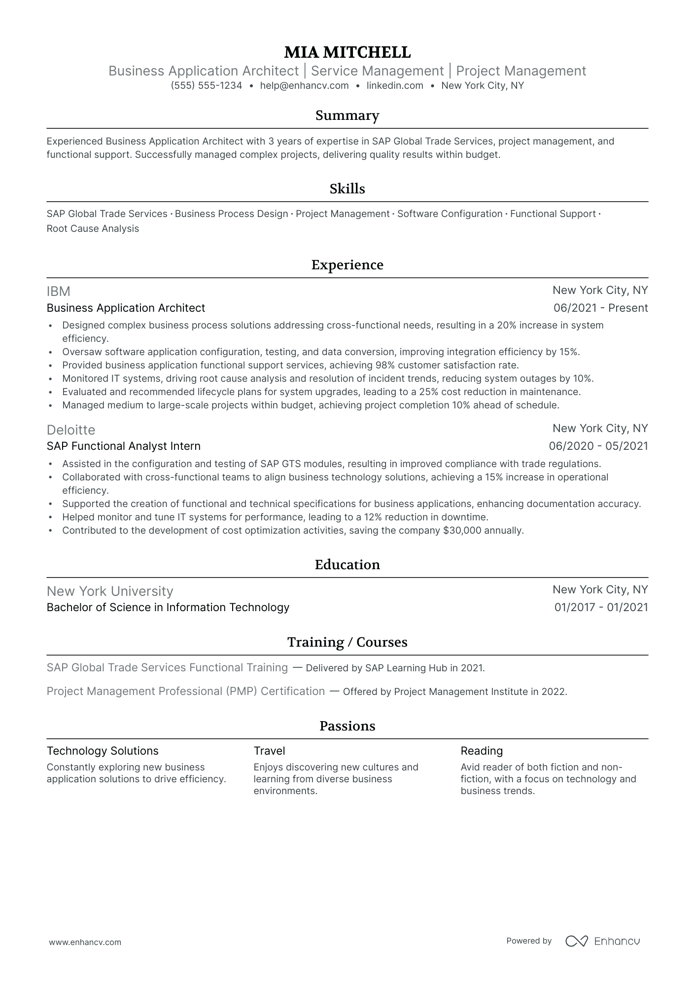 SAP Solutions Architect resume example