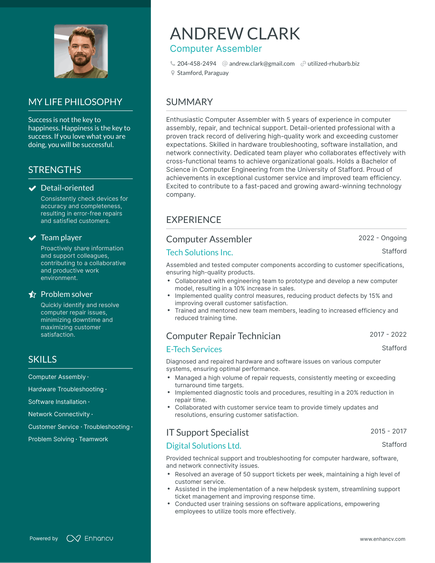 Creative Computer Assembler Resume Example