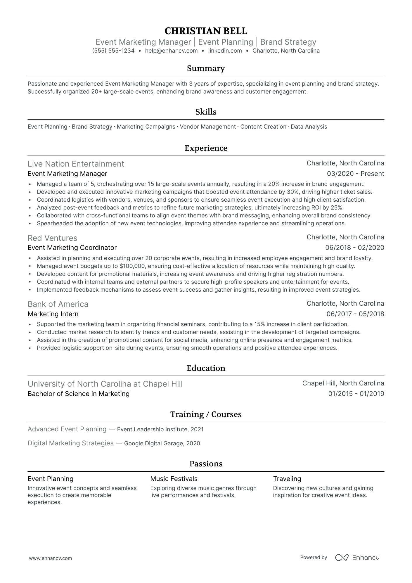 Event Marketing Manager resume example