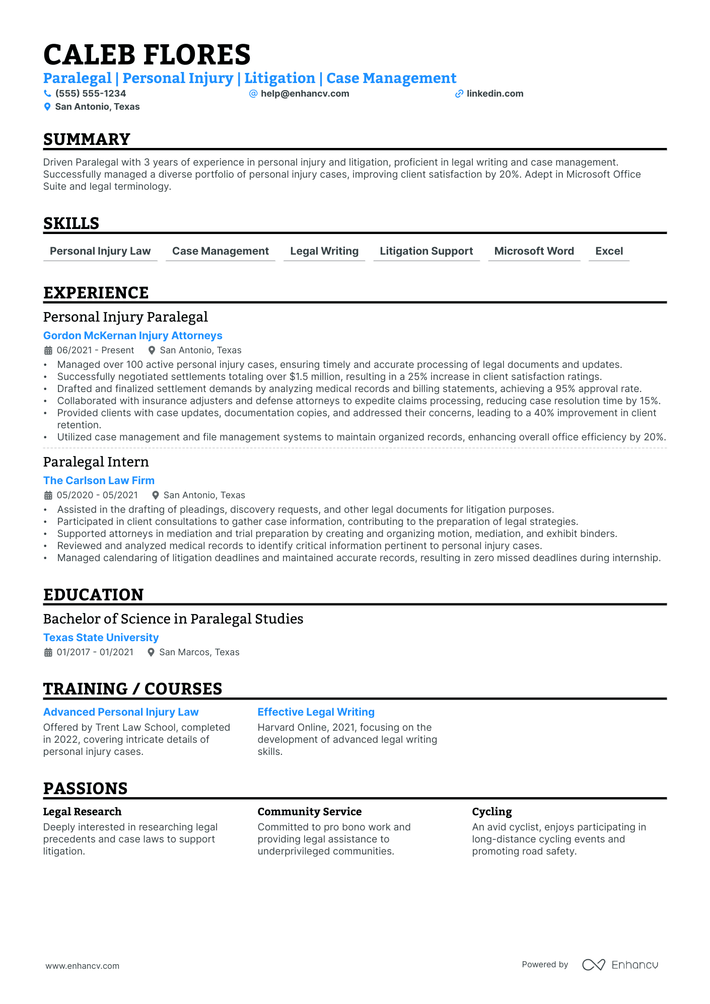 Personal Injury Paralegal resume example