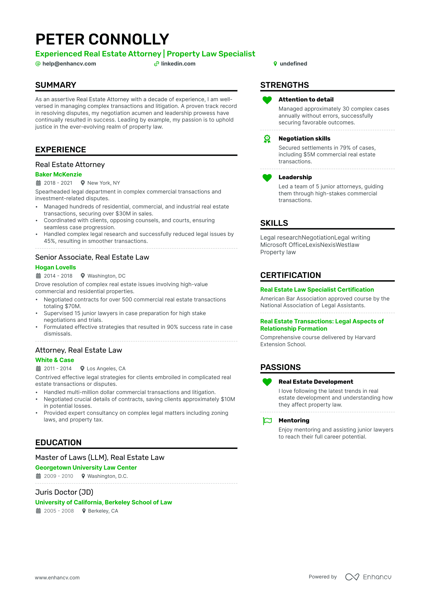Real Estate Attorney resume example