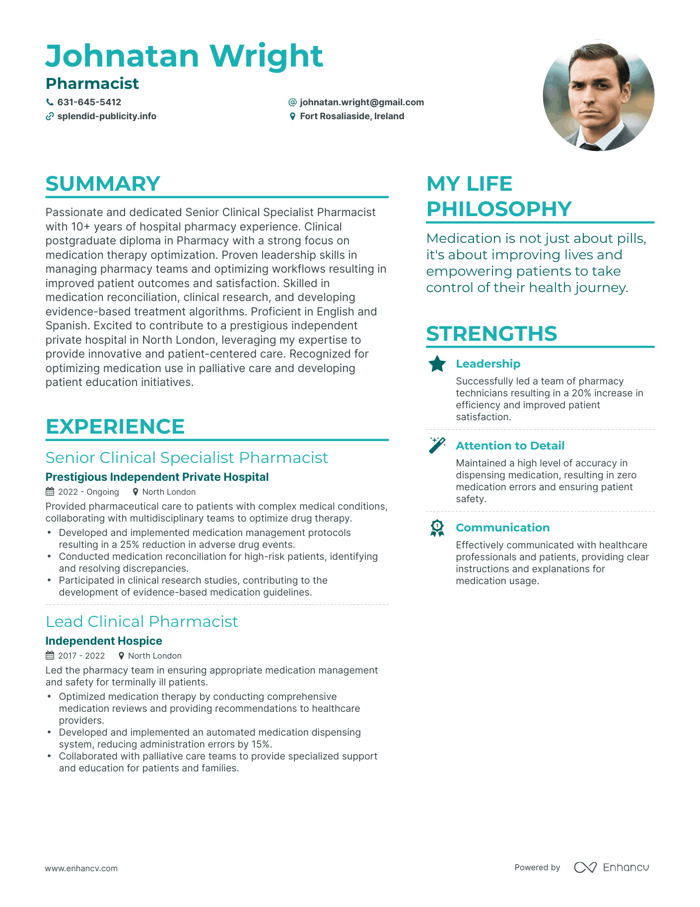 Pharmacist resume example