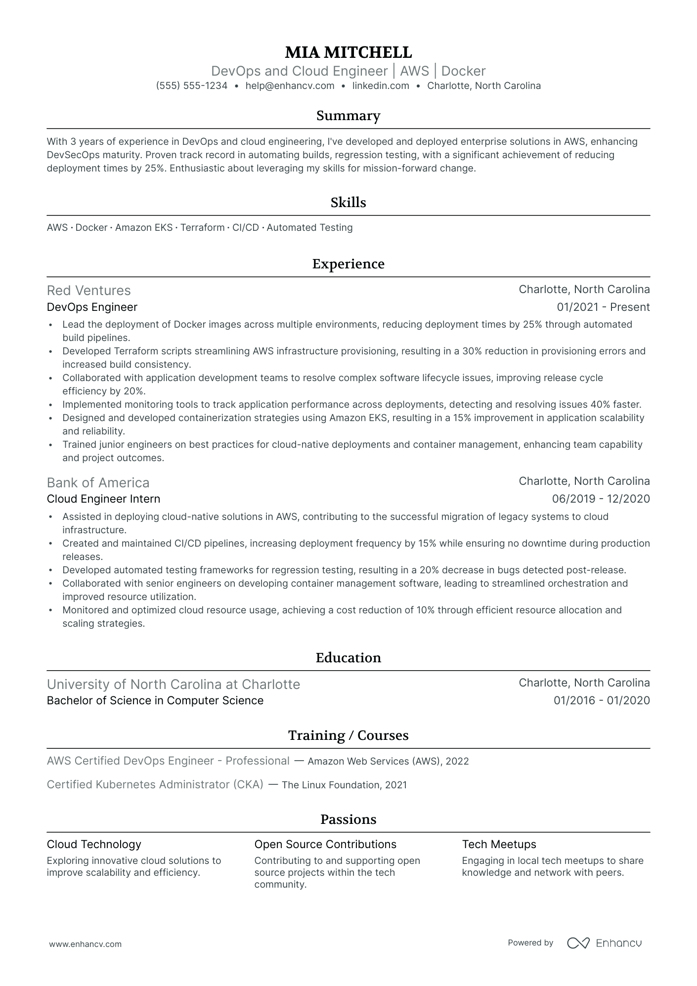 Cloud DevOps Engineer resume example