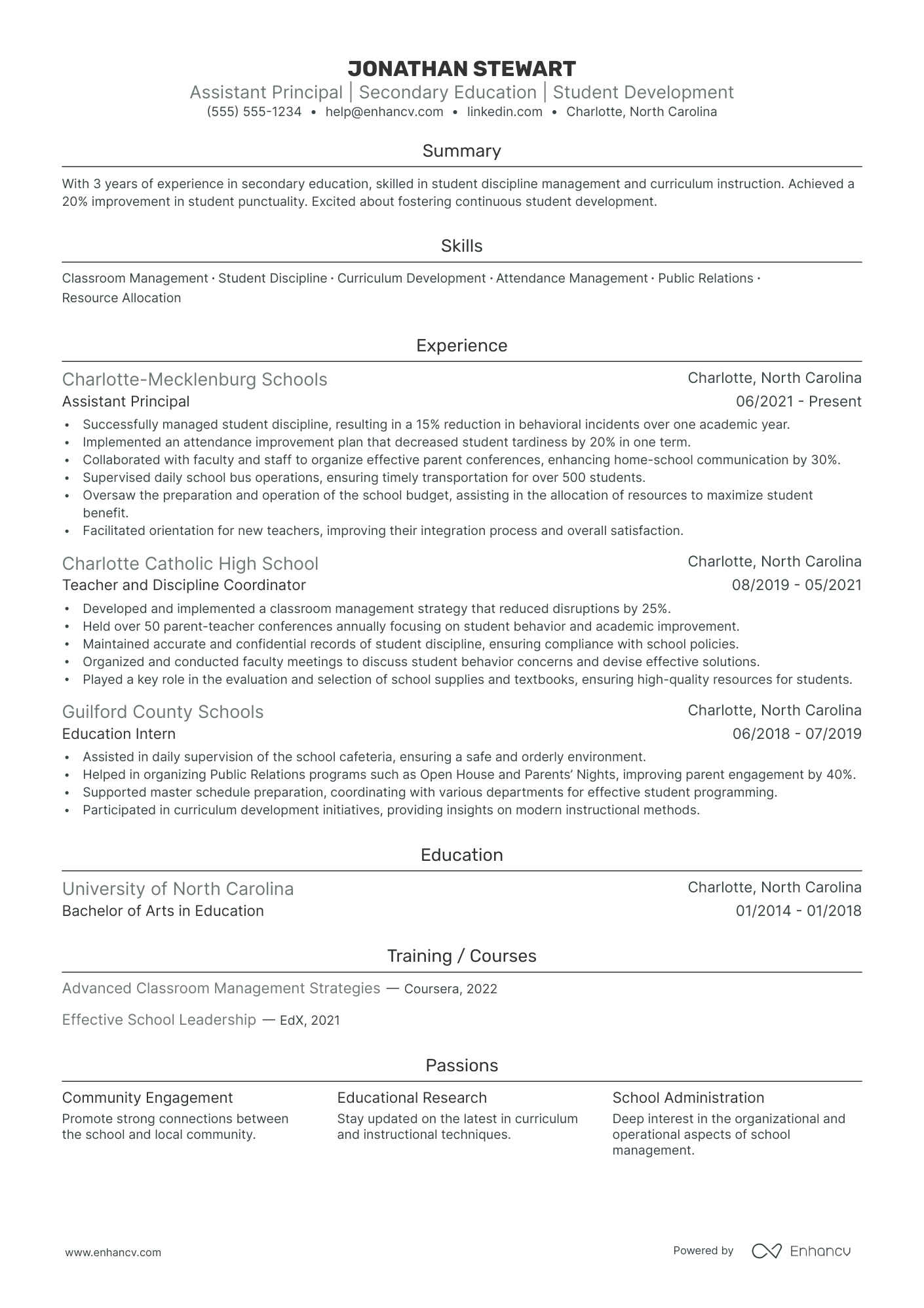 High School Teacher Assistant resume example