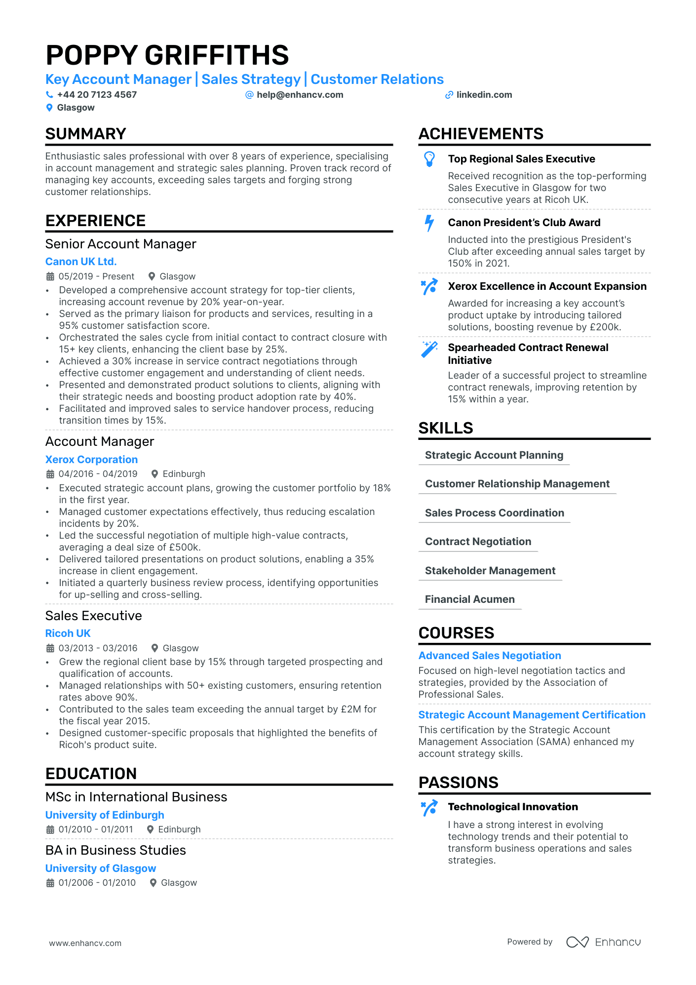 Key Account Manager cv example