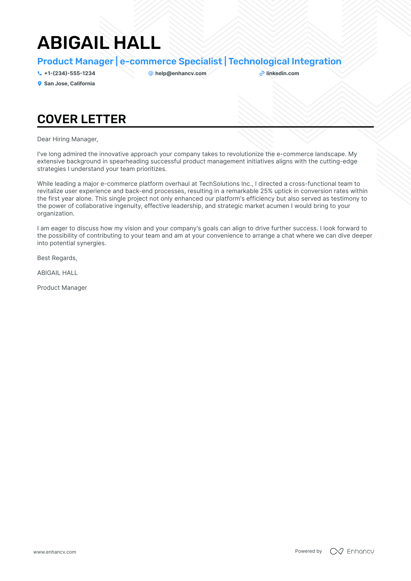 Ecommerce Product Manager cover letter
