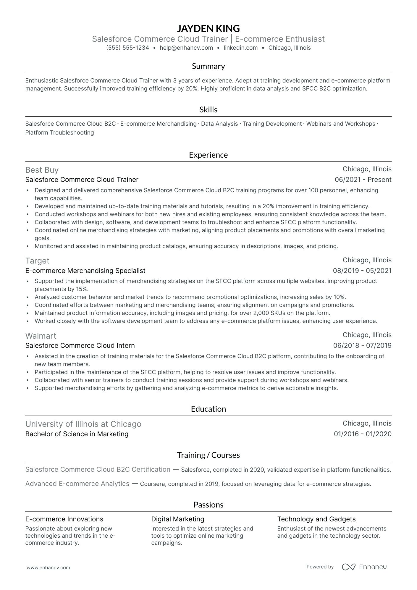 Salesforce Certified Trainer resume example