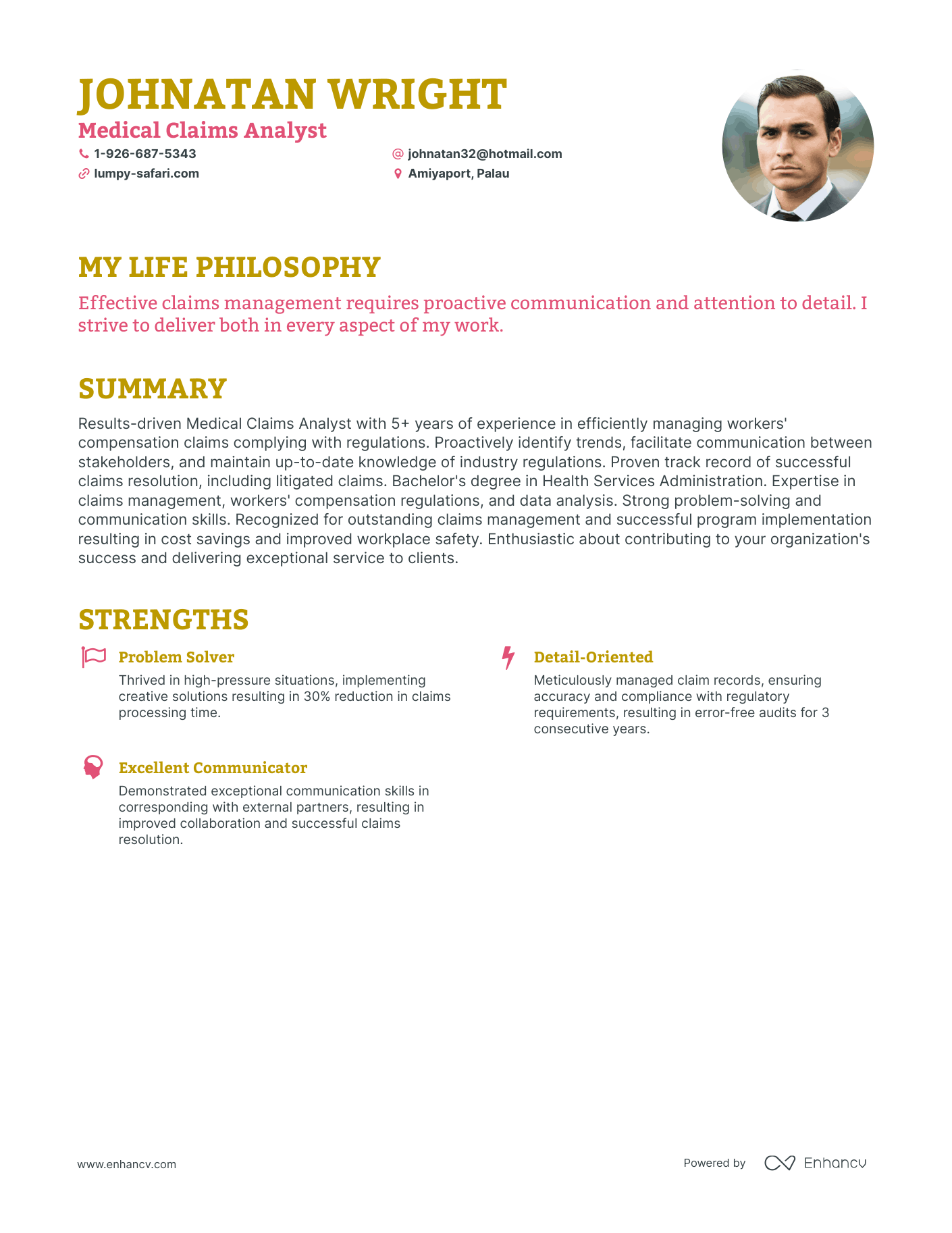 Creative Medical Claims Analyst Resume Example