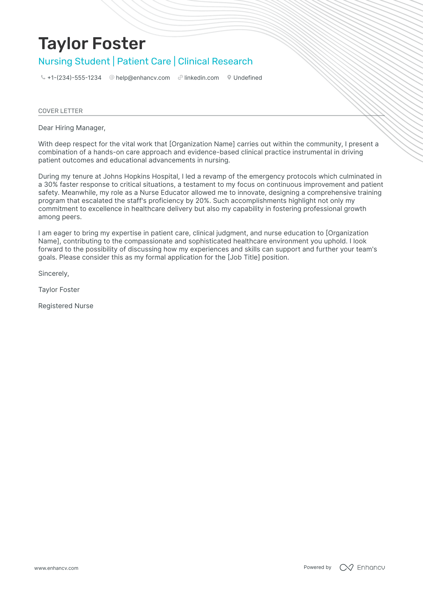Nursing Student Clinical Experience cover letter