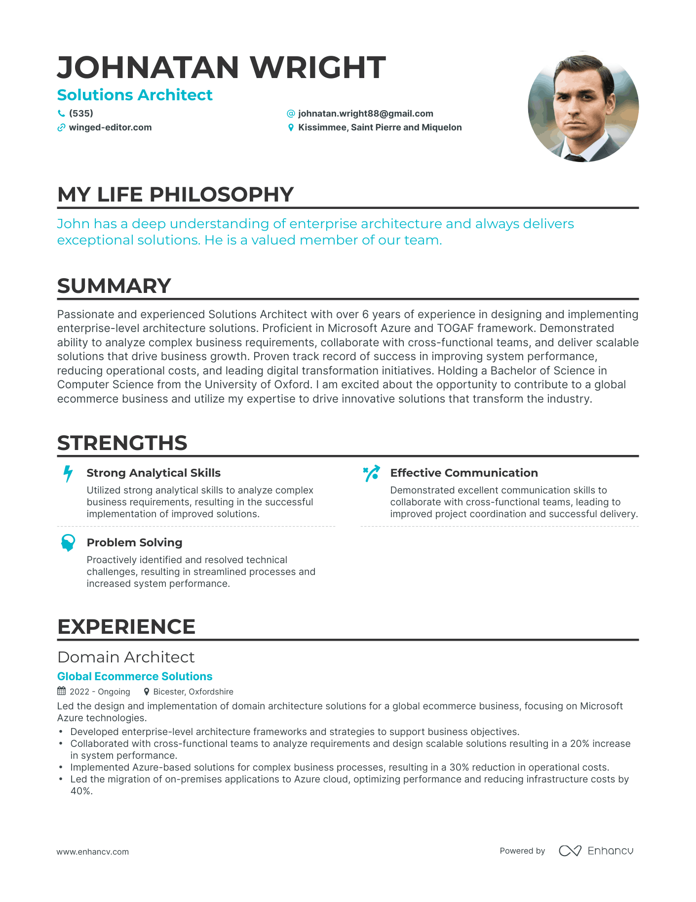Creative Solutions Architect Resume Example