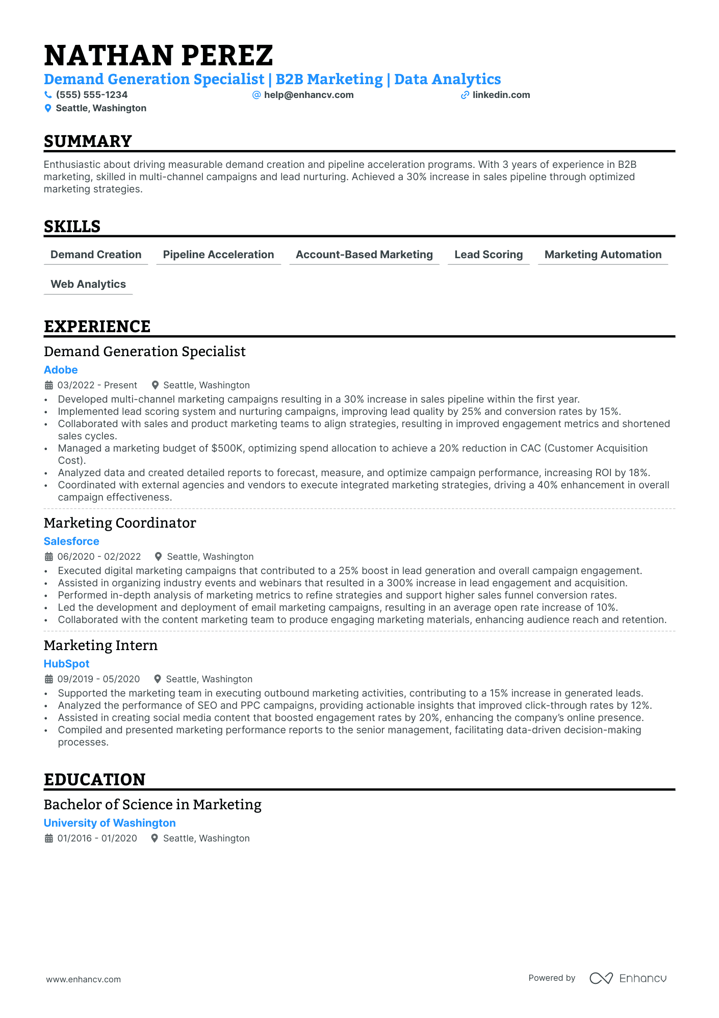 Senior Demand Generation Manager Resume Example Resume Example