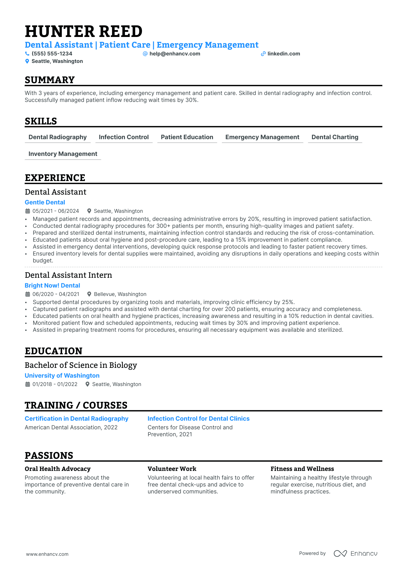 Pediatric Dental Assistant resume example