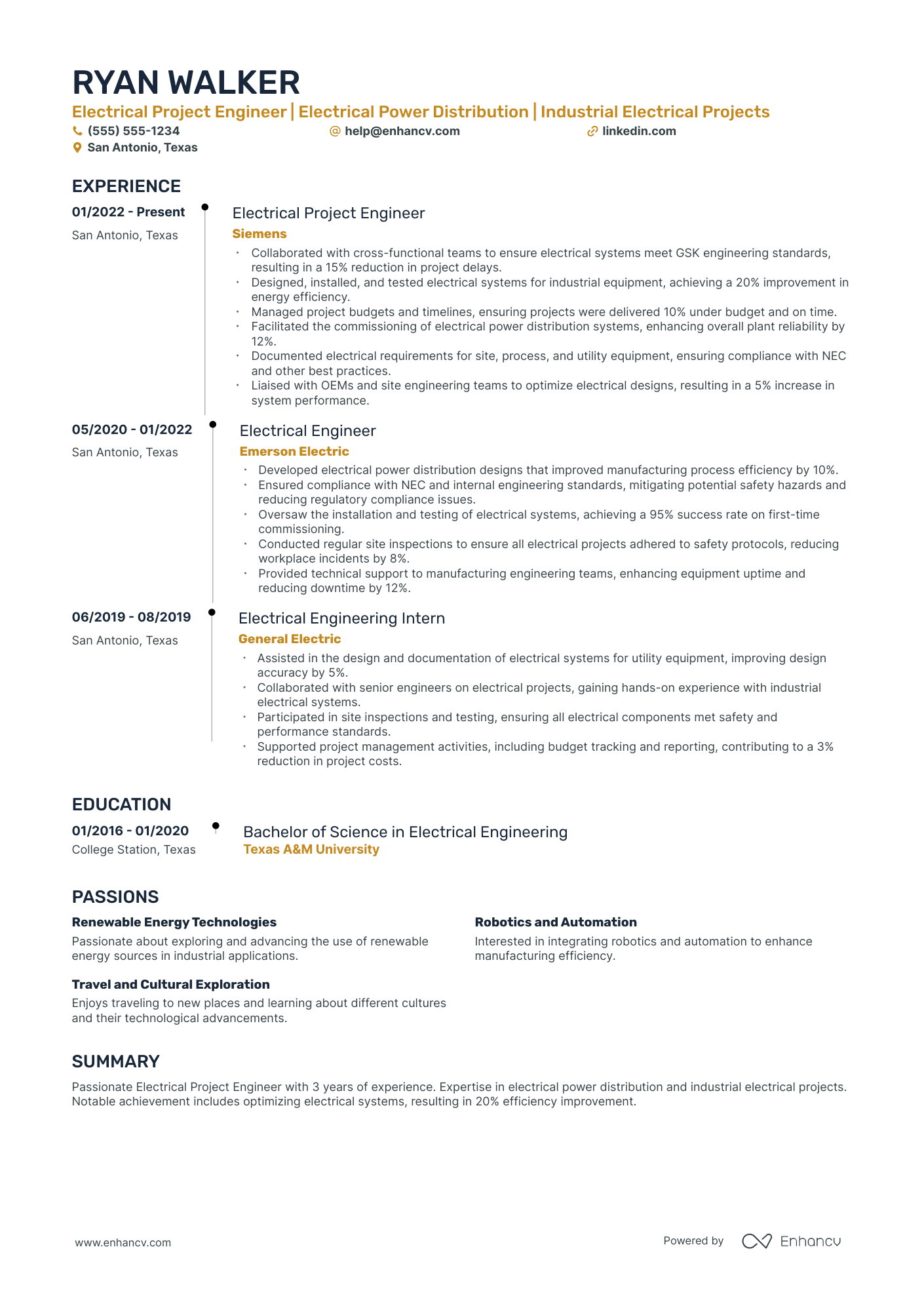 Electrical Project Engineer Resume Example Resume Example