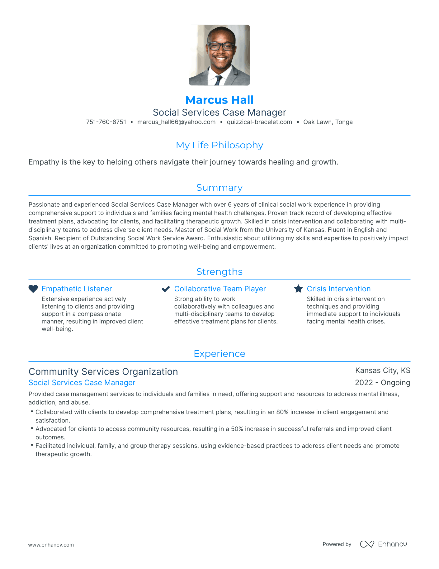 Modern Social Services Case Manager Resume Example