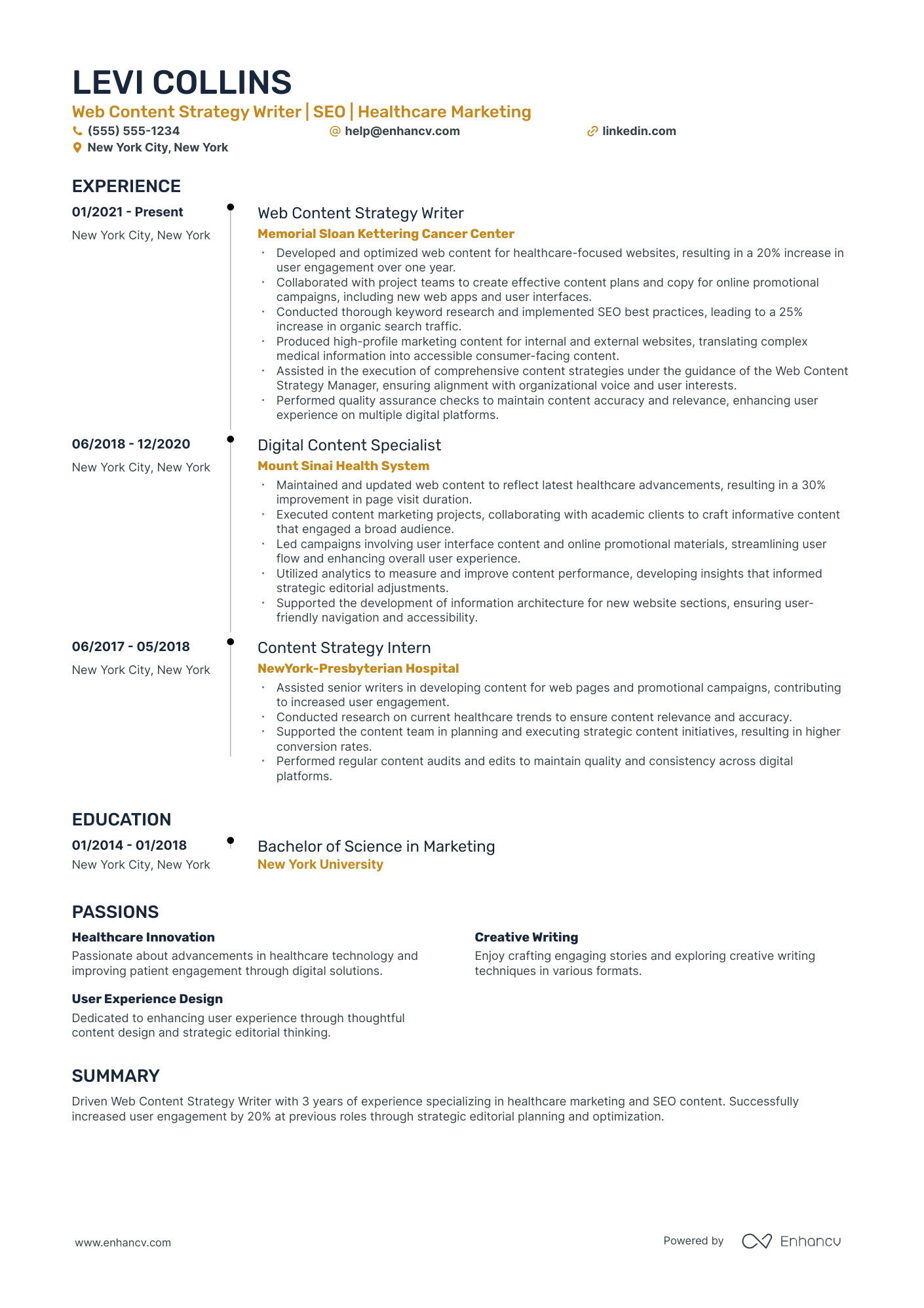 Content Strategy Writer Resume Example Resume Example