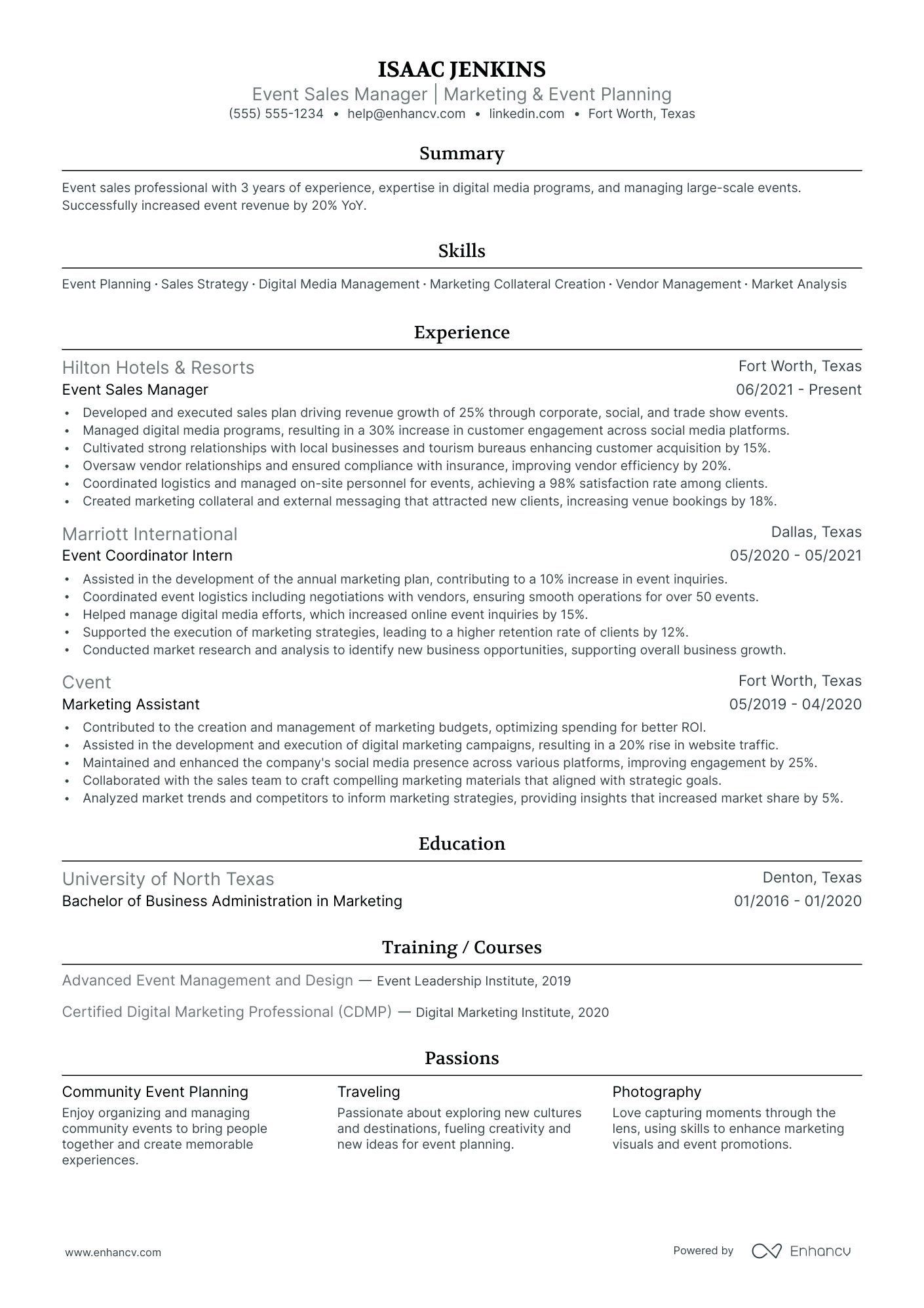 Hotel Revenue Manager resume example