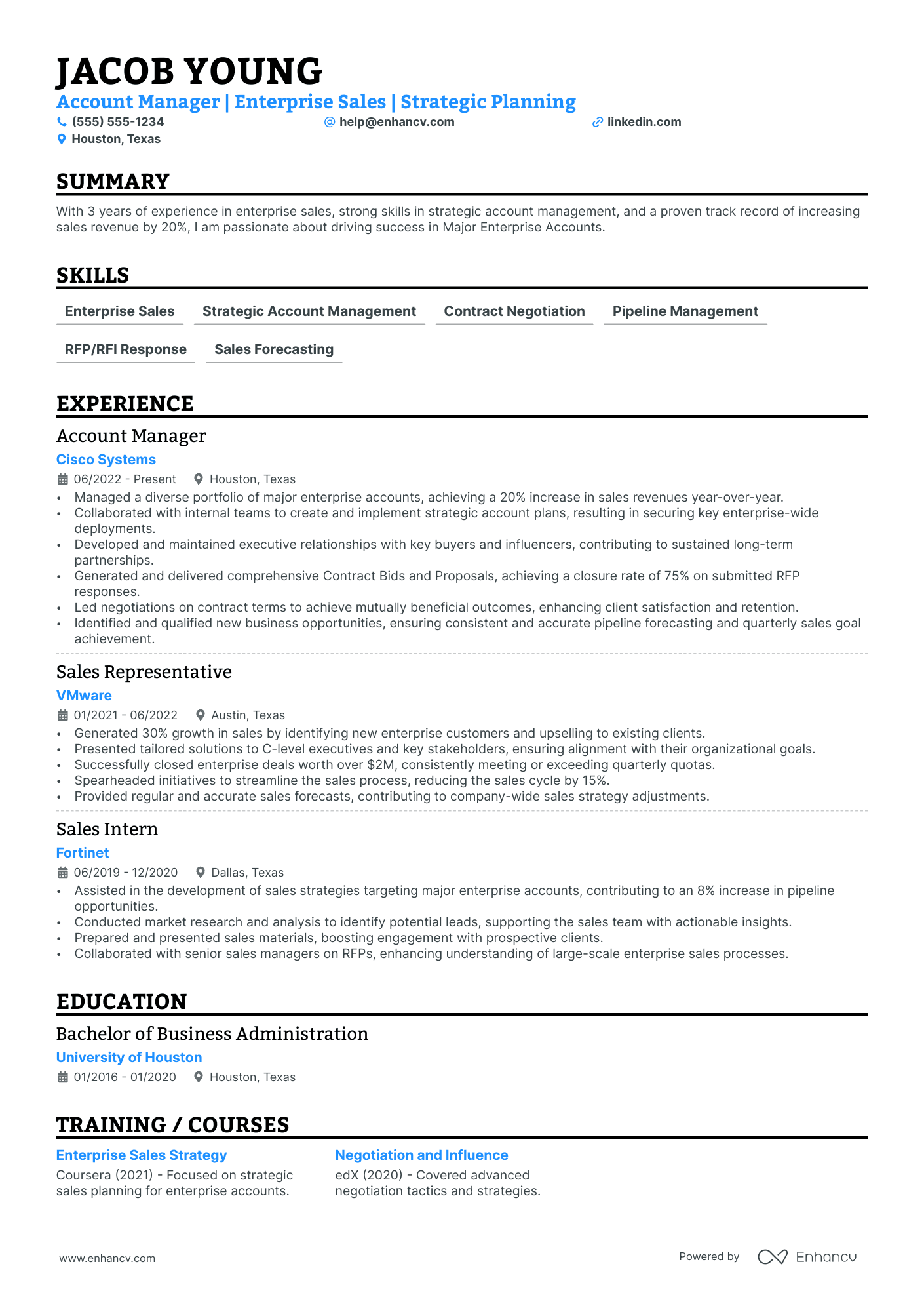 Enterprise Account Manager resume example