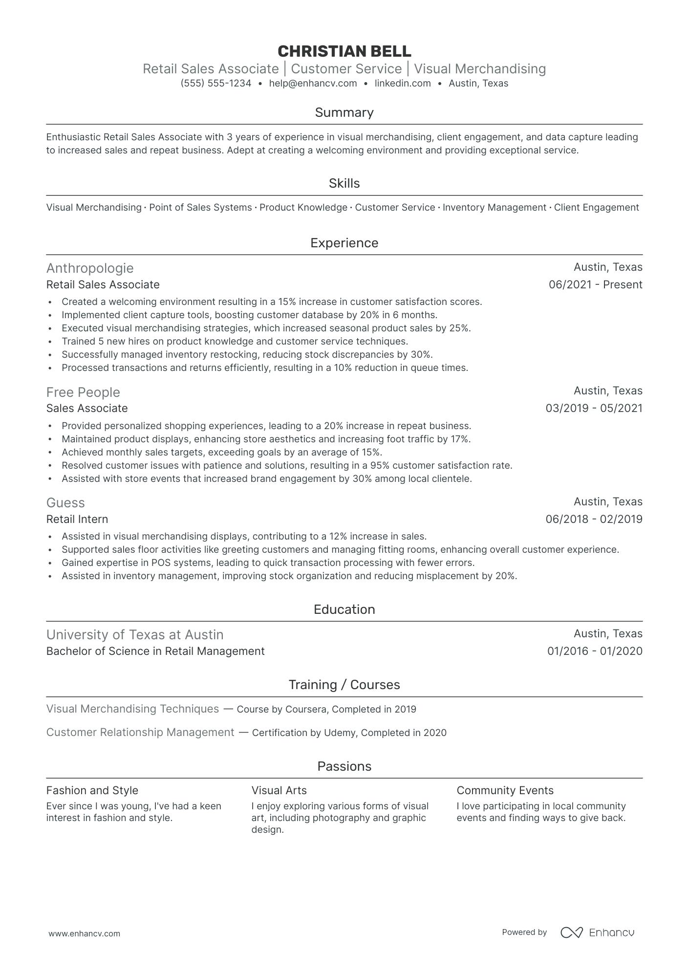 Luxury Retail Sales Associate resume example