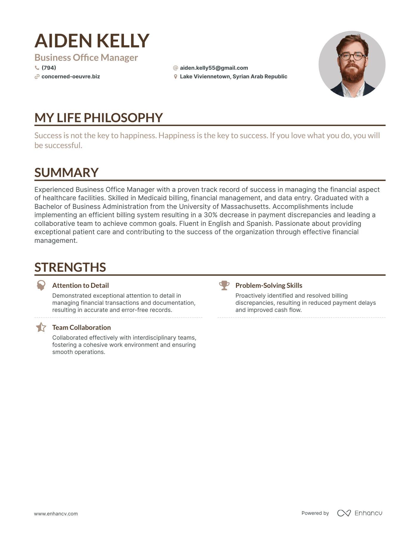 Creative Business Office Manager Resume Example
