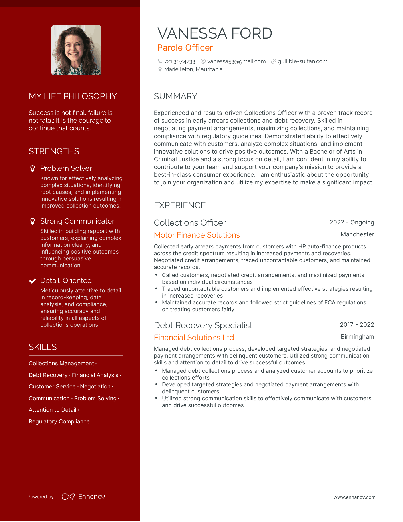 Parole Officer resume example