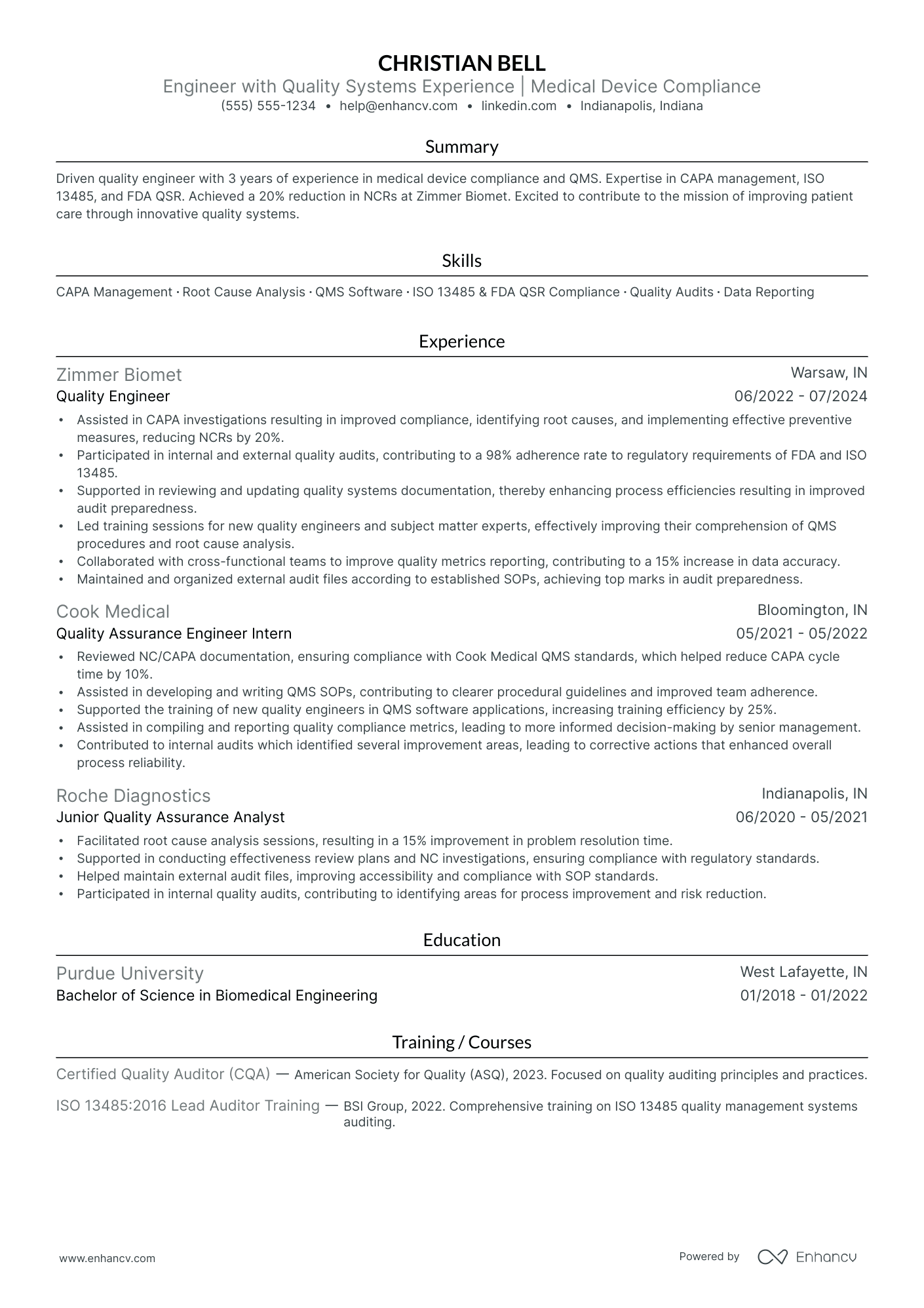 QA Systems Engineer resume example