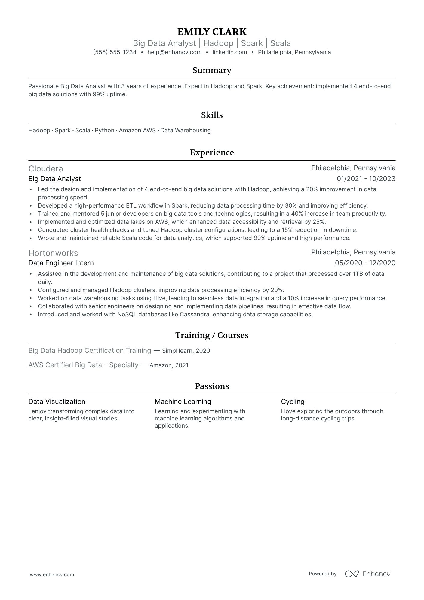 Big Data Solutions Architect resume example