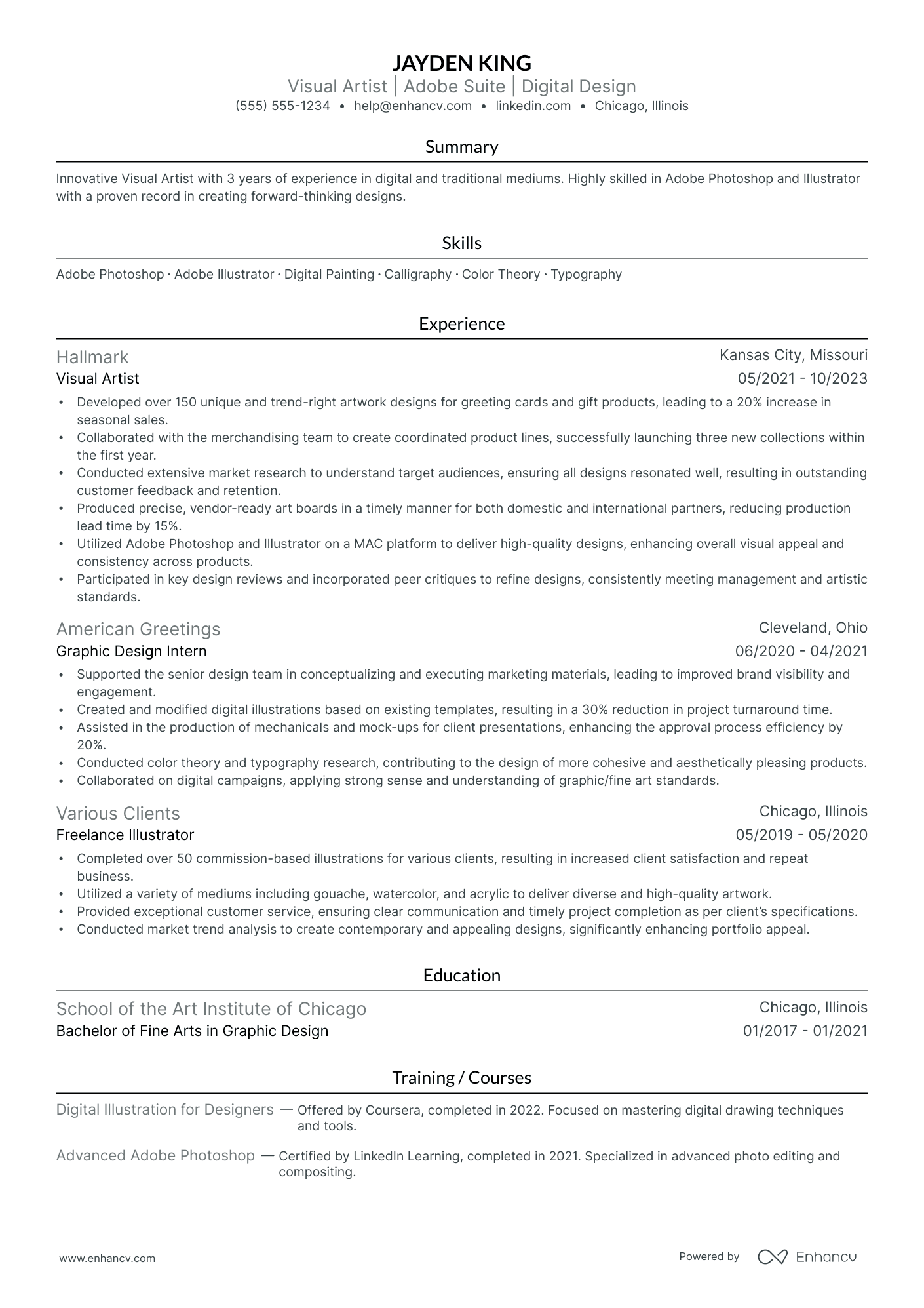 VFX Artist resume example