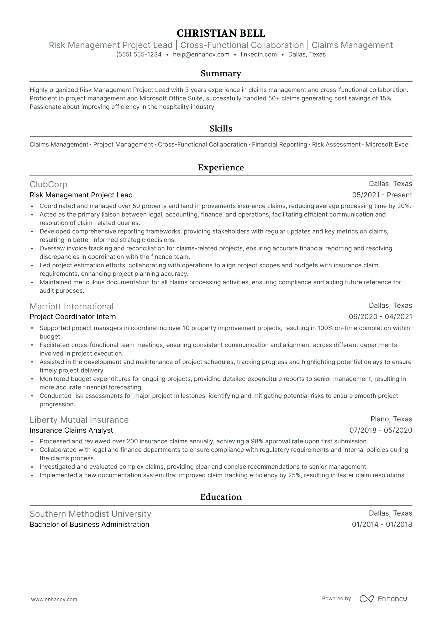 Risk Management Project Manager Resume Example Resume Example