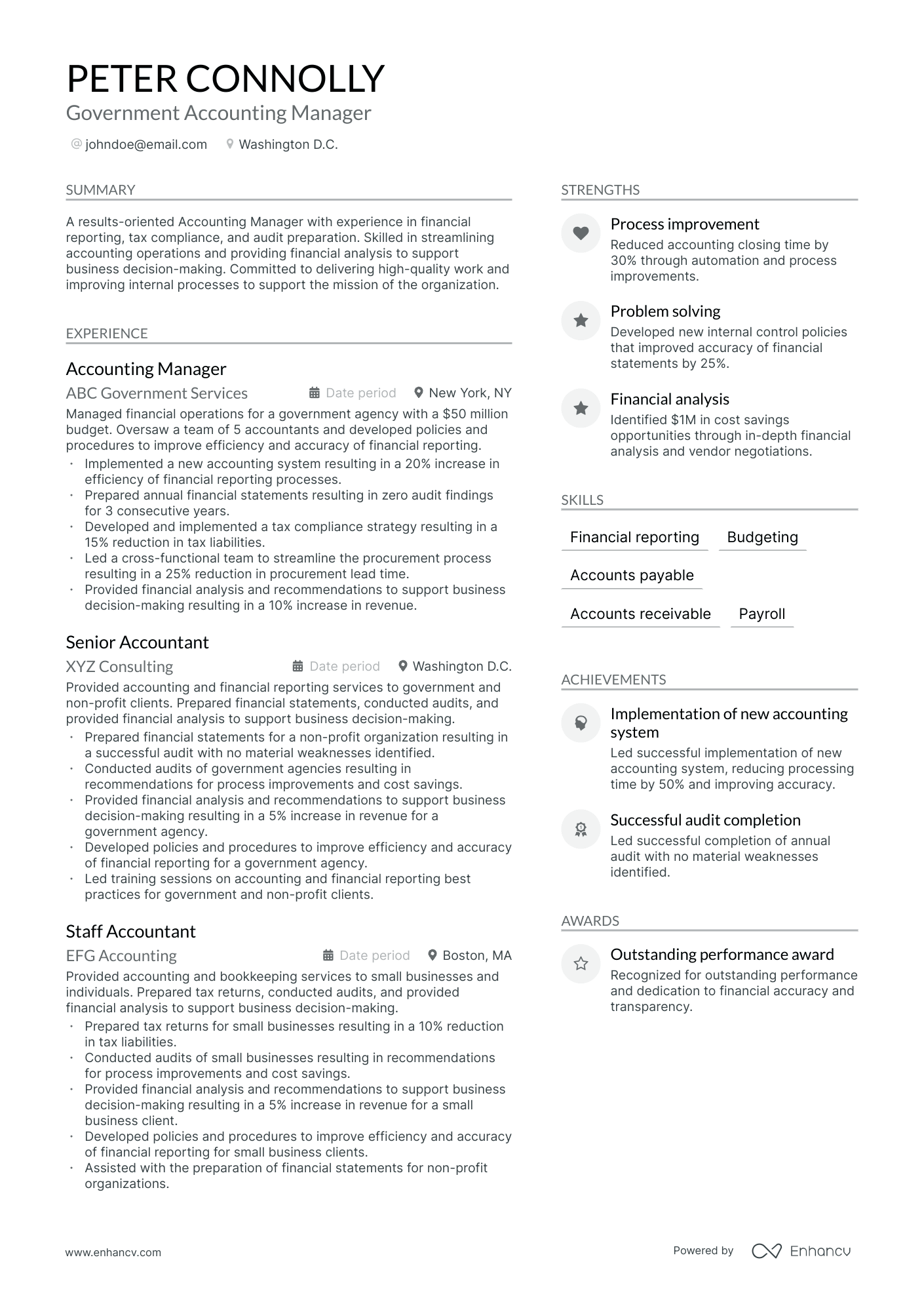government accounting resume example