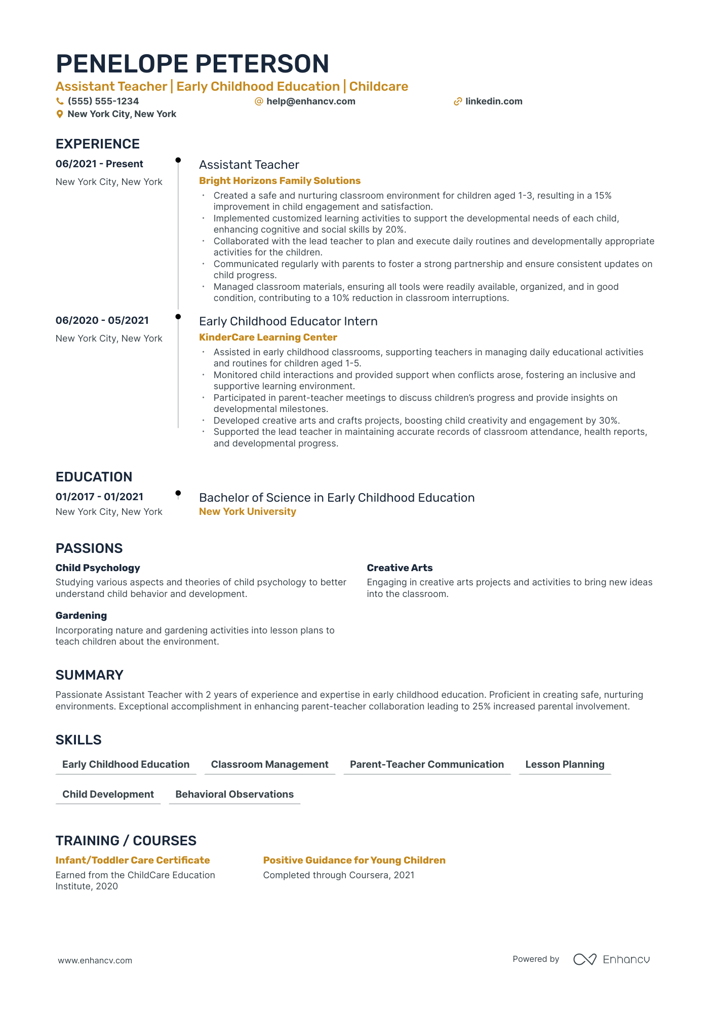 Part-Time Teacher Assistant resume example