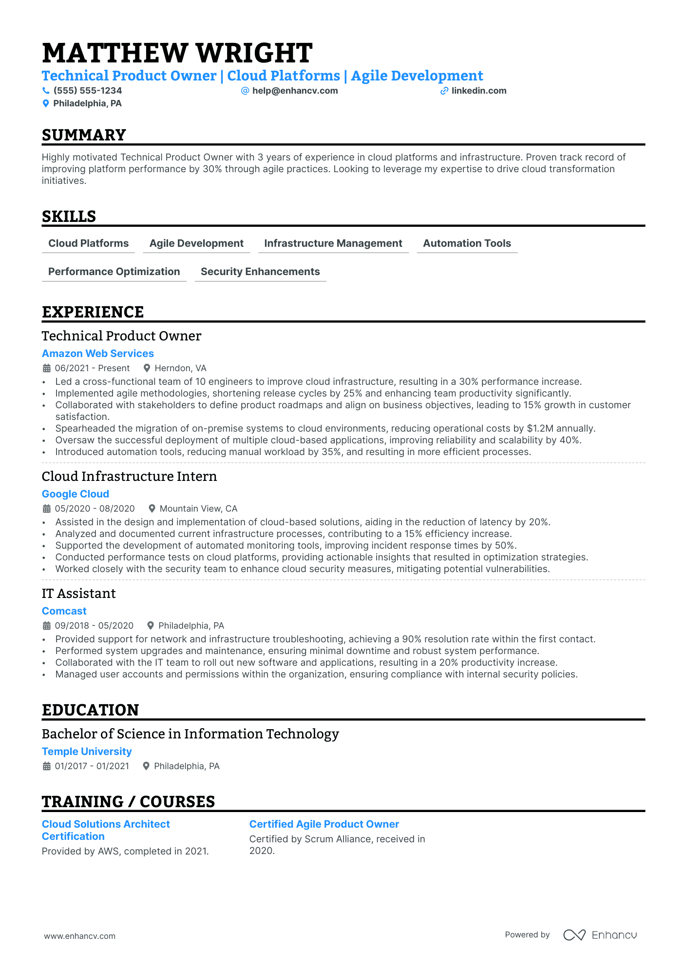 Principal Product Owner resume example