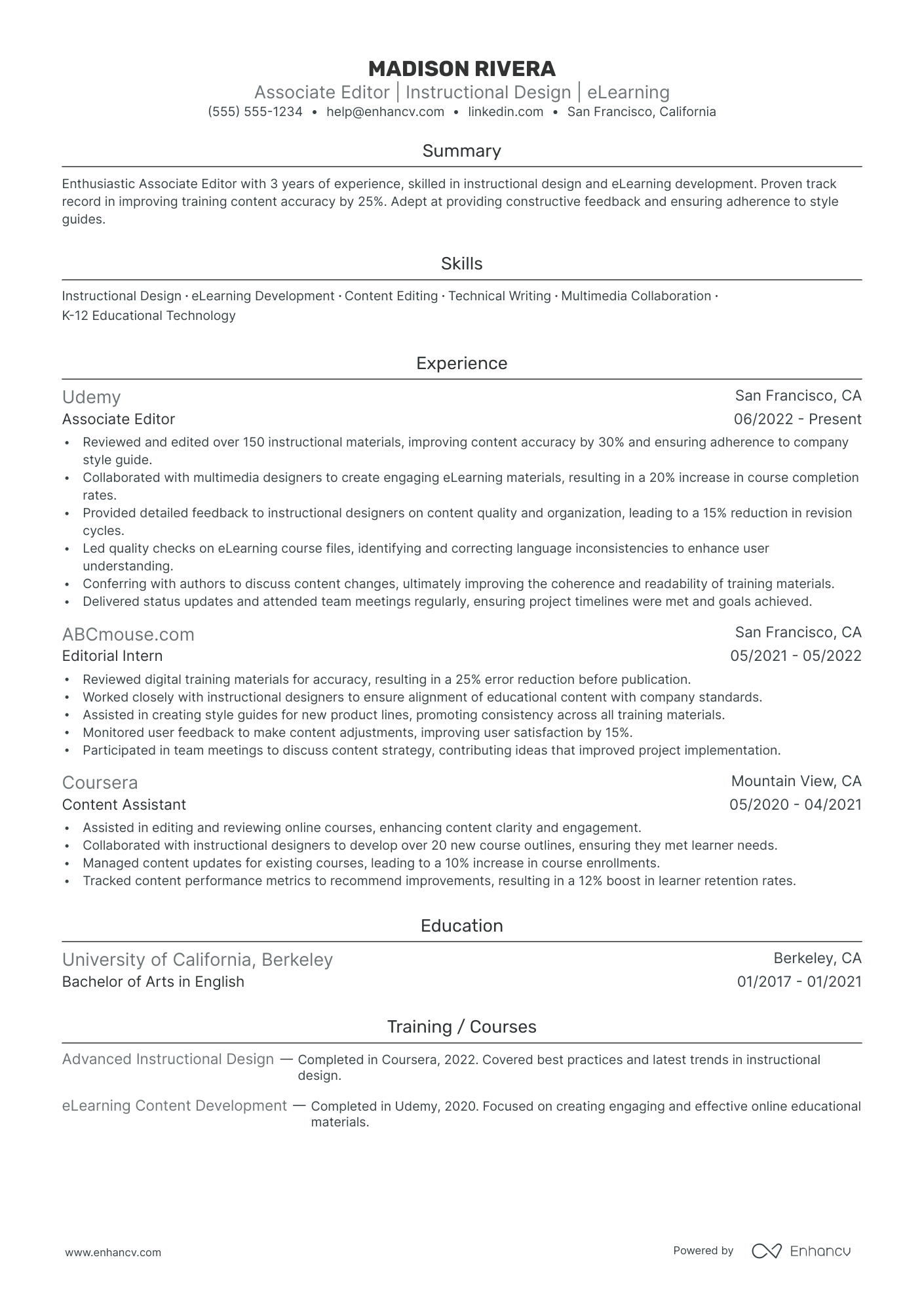 Associate Editor resume example