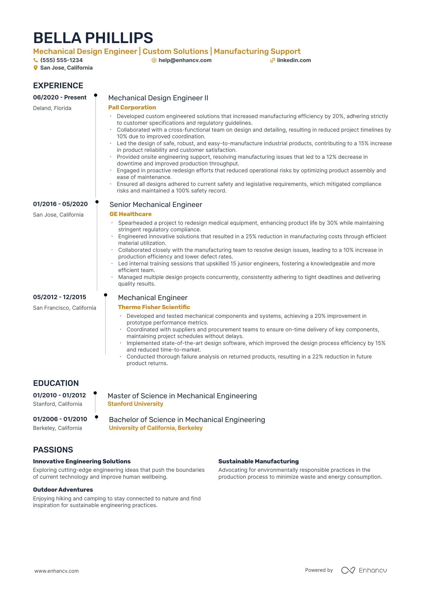 Junior Mechanical Engineer resume example