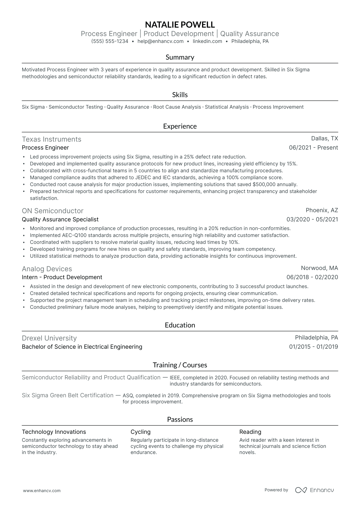 Test Engineer resume example