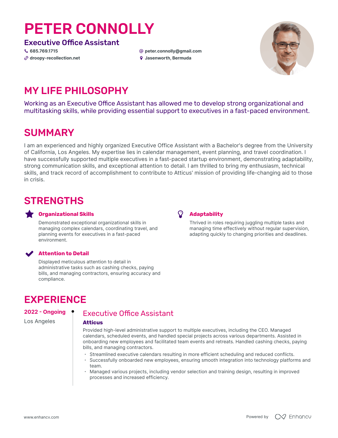 Creative Executive Office Assistant Resume Example